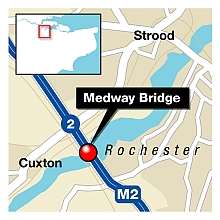 The woman landed in mud under the M2 bridge between Cuxton and Chatham. Graphic: Ashley Austen