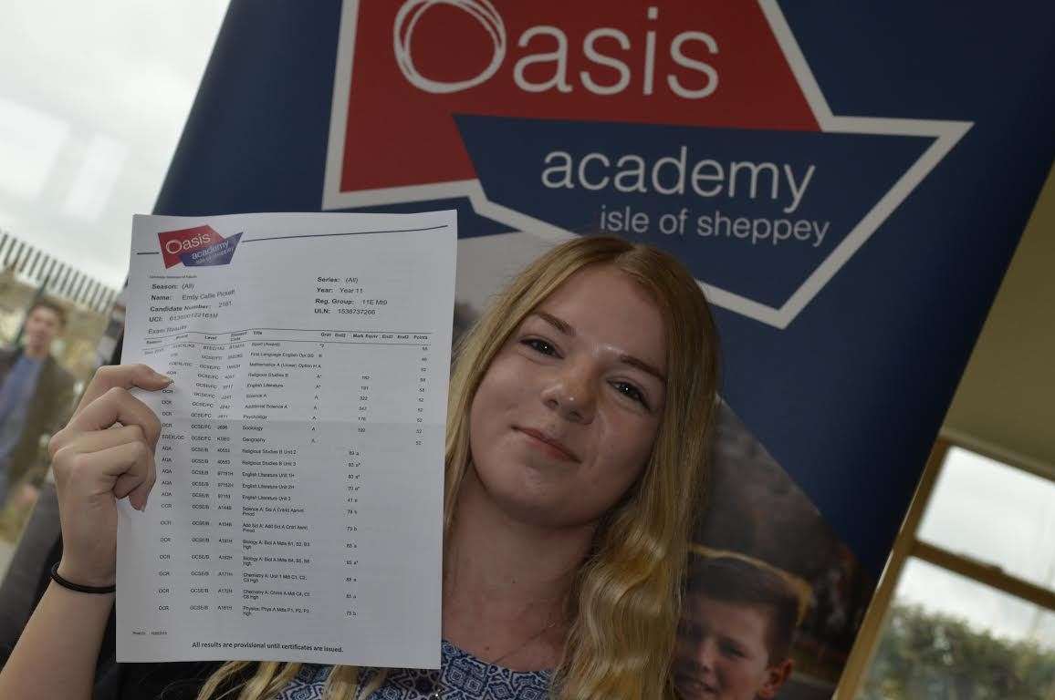 Emily Pickett delighted with her GCSE results