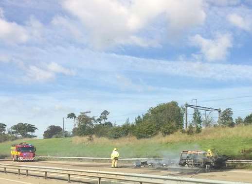 The wreck on the M20. Picture: Becki Jones