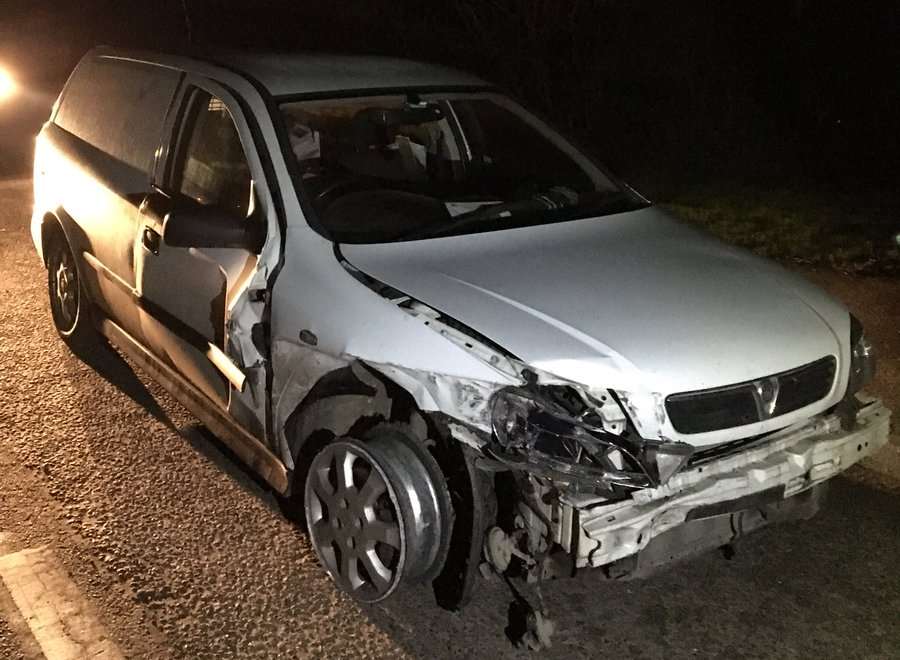 This damaged vehicle was driven down the M2 for miles. Picture: Kent Police Roads Unit