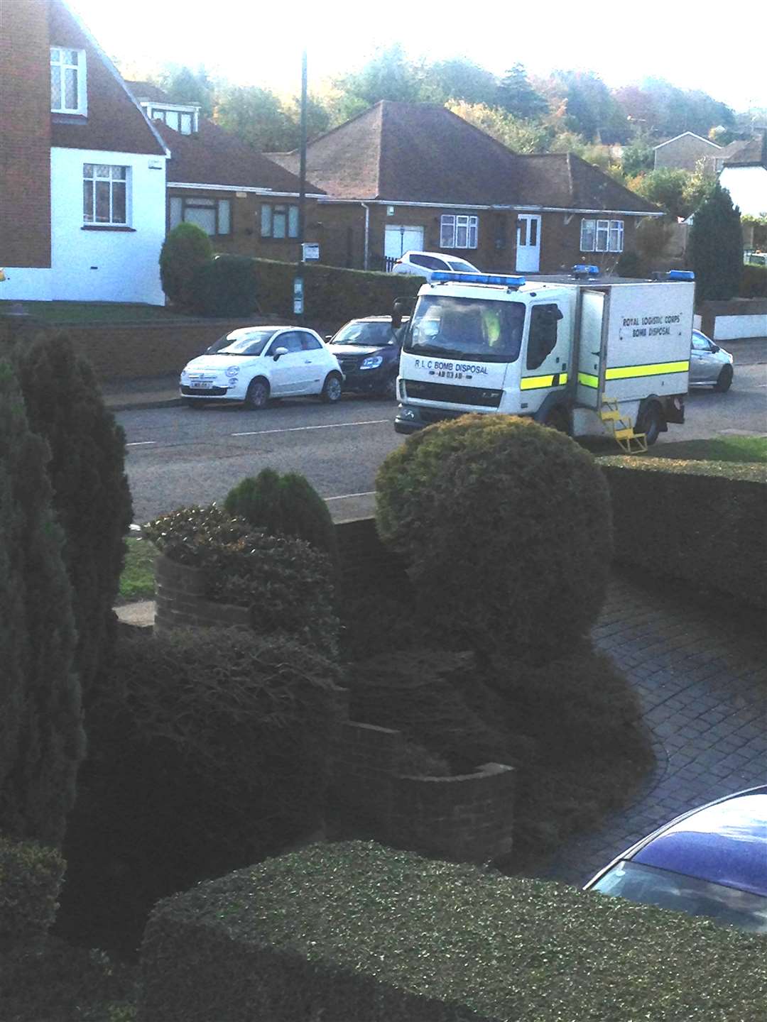 A bomb disposal vehicle at the scene in Strood