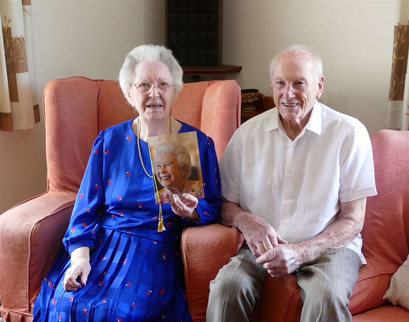 Dorothy and Tim Walter from Wingham pictured when they received a letter from the queen on their 75th wedding anniversary. Picture: Walter family