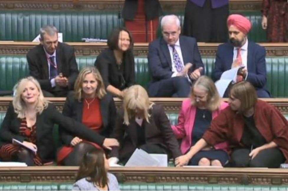 Canterbury MP Rosie Duffeld breaks down after delivering her speech in parliament