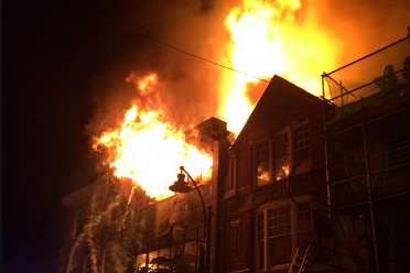 The building was engulfed in flames. Picture: Kent Fire and Rescue Service.