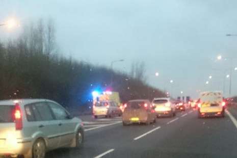 There are long tailbacks following the crashes. Picture: Chris Kidman