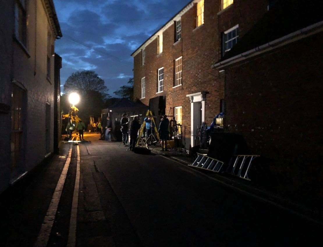 Film crews in Charing in 2019