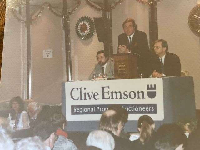 Clive Emson takes the rostrum at one of his early sales