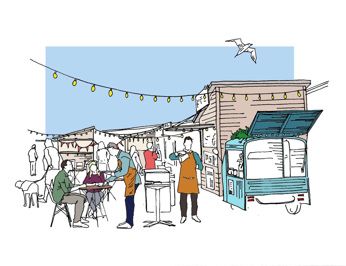 CGI of Folkestone Harbour Arm's The Goods Yard, an outdoor eating and drinking space. Picture: Folkestone Harbour Arm