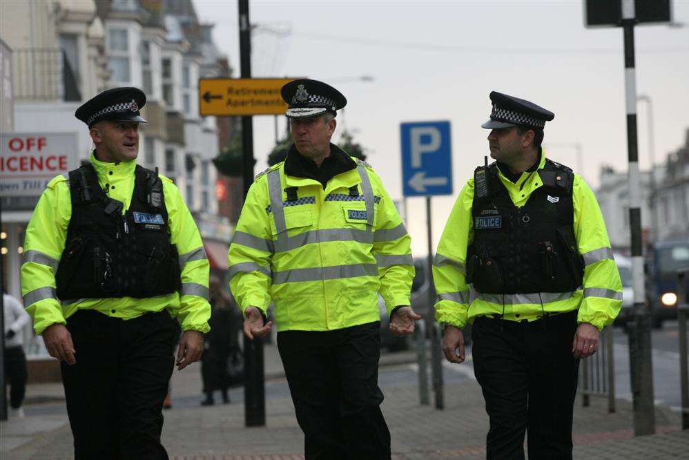 Chief Constable Learmonth patrols the streets with two officers