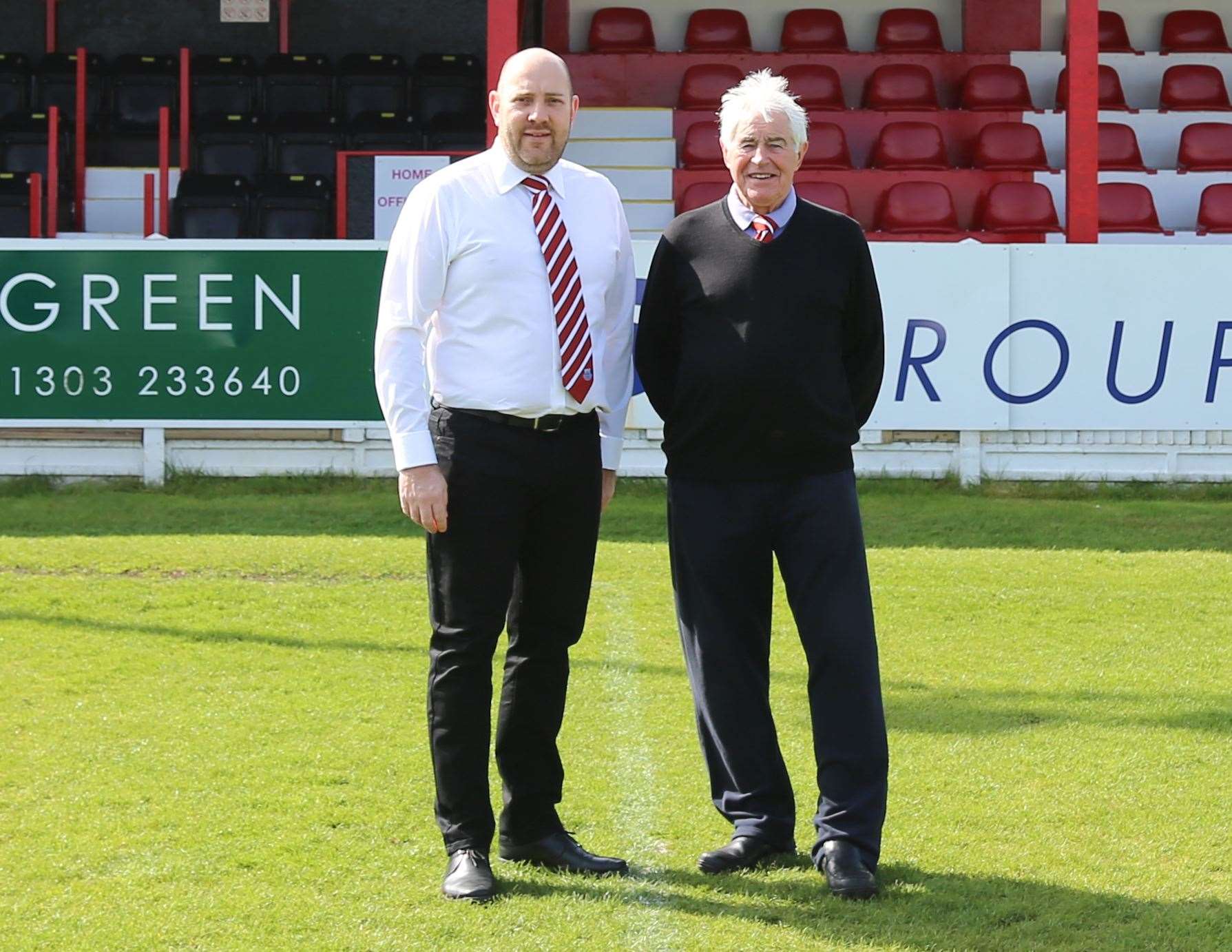 Whitstable Town chairman Steve Clayton, pictured alongside club president Joe Brownett
