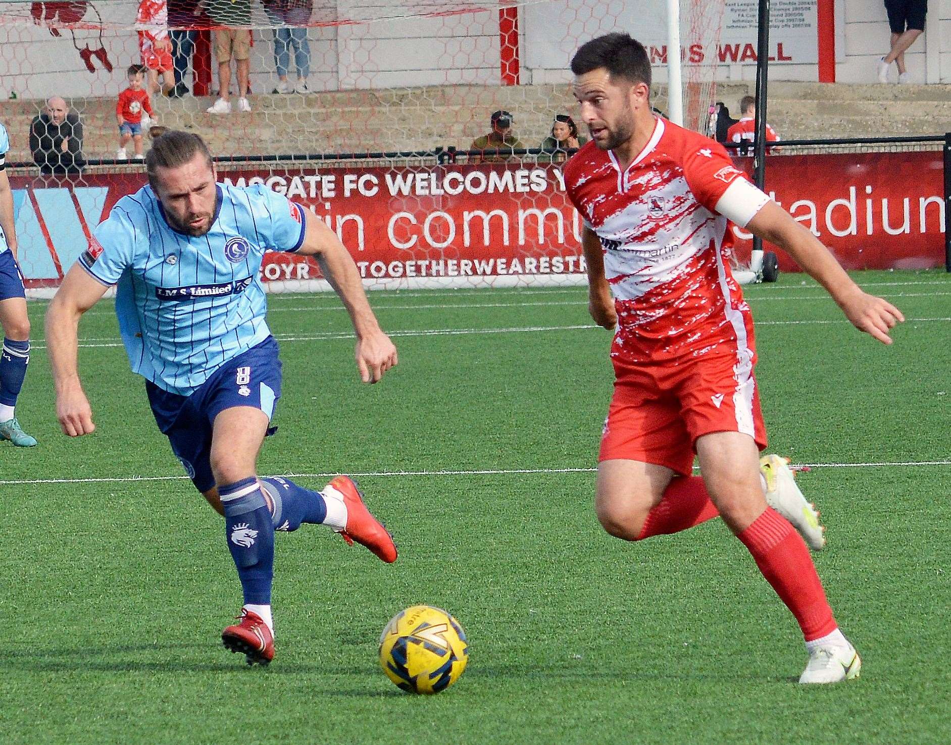 Ramsgate's Mike West in FA Cup Third Qualifying Round action against Frome. Picture: Randolph File