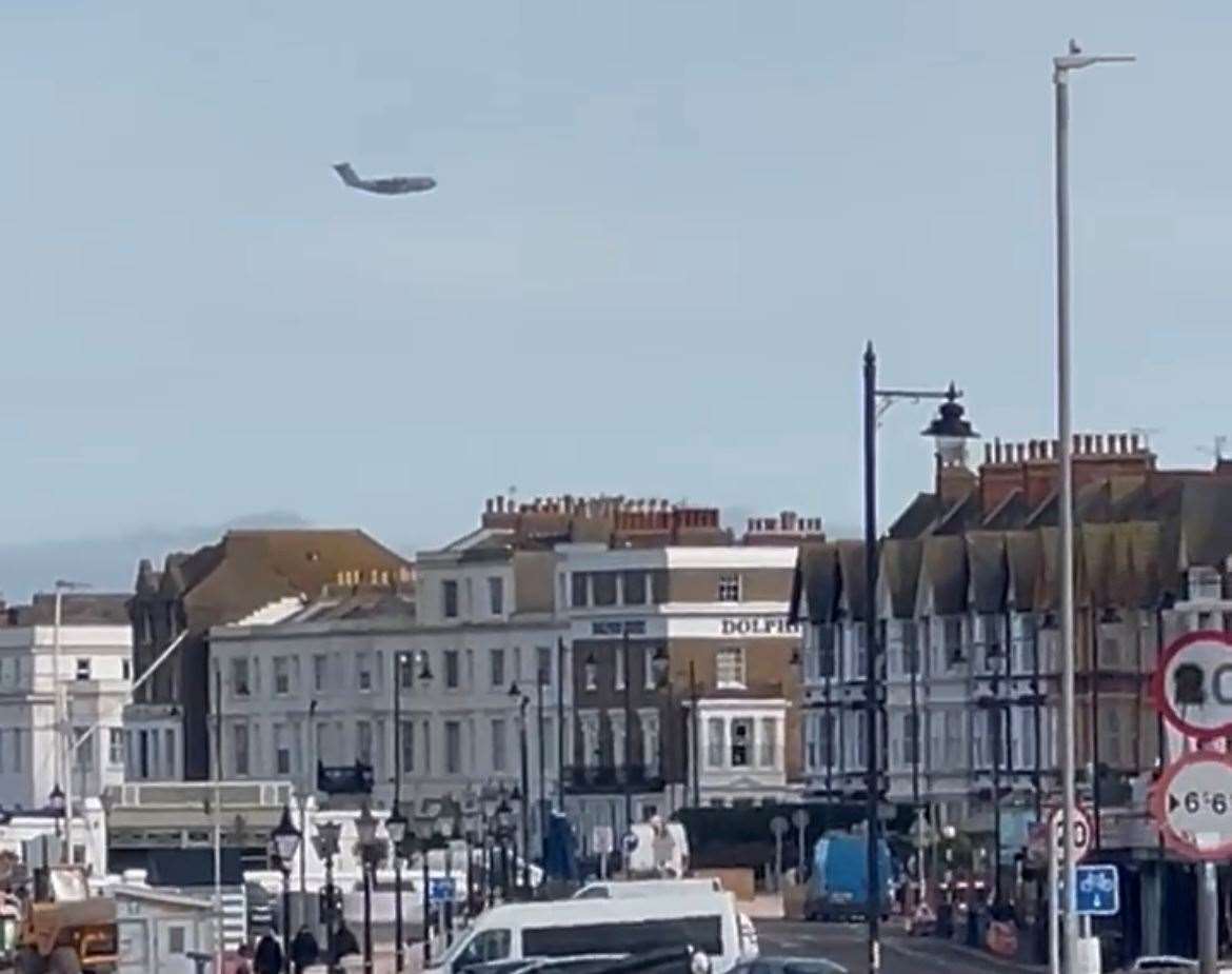 The RAF Airbus A400M Atlas was spotted flying over Herne Bay this afternoon. Picture: Paul Surgison