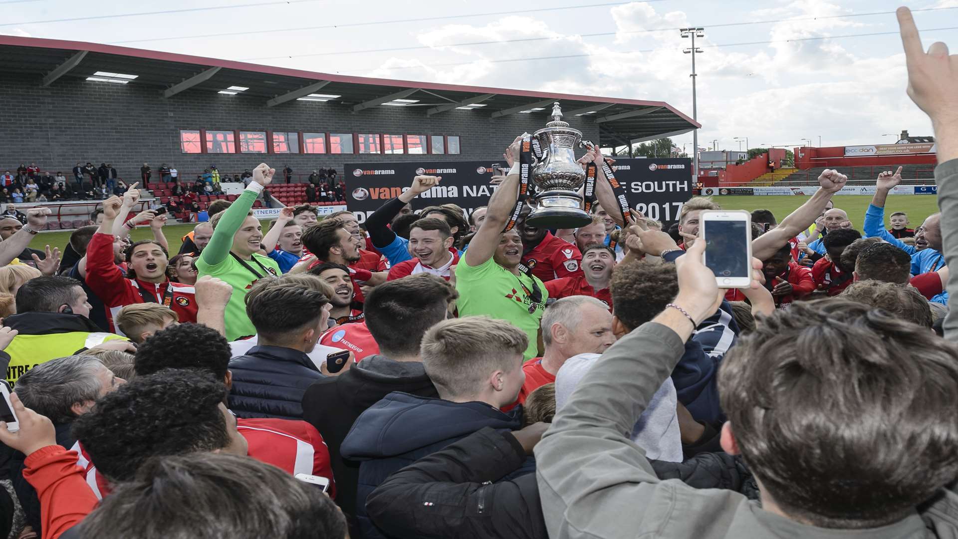 Party time at Stonebridge Road as Ebbsfleet celebrate promotion Picture: Andy Payton