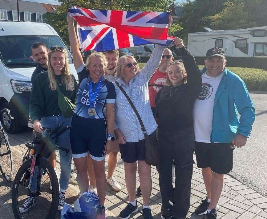 Sorcha Page celebrates flying the flag for GB with members of her family