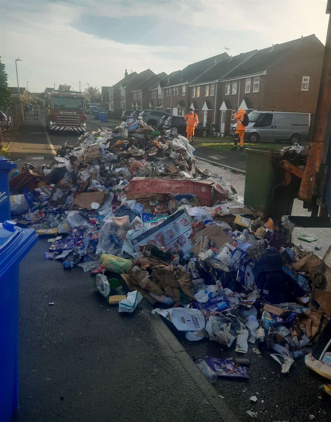 Rubbish tipped onto the street in Sea View Gardens, Warden after a bin lorry caught alight. Picture: Swale council