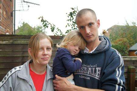 Melissa Stannard, Scarlet, 2 and Aaron Johnson - who was arrested by armed police.