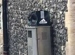 The suspicious bag was left atop a bin in Palace Street.