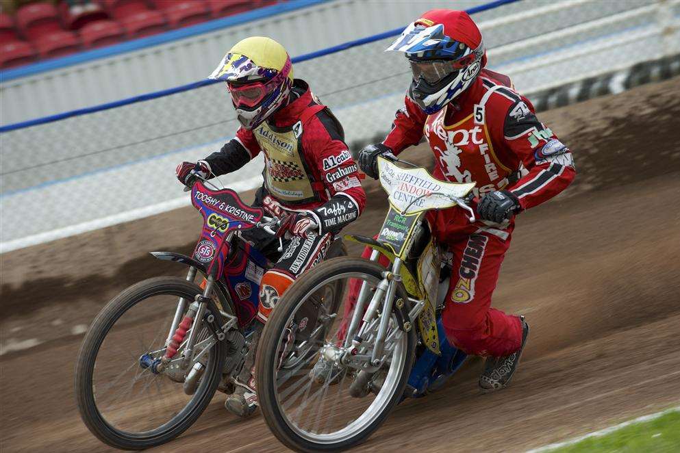 Kent Kings' Benji Compton (right) in action against Buxton. Picture: Andy Payton