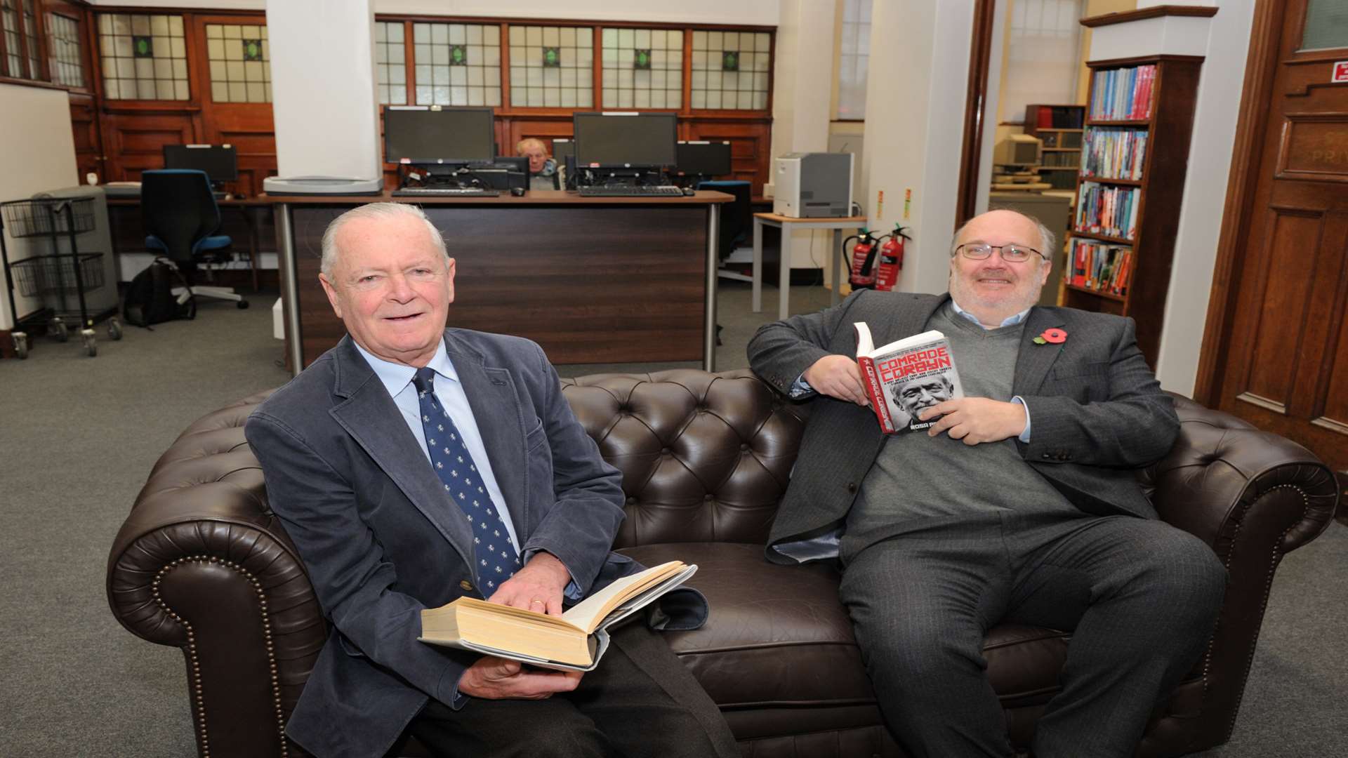 Mike Hill, KCC's cabinet member for community services, and Dartford council leader Cllr Jeremy Kite. What book is that you're reading, Cllr Kite?