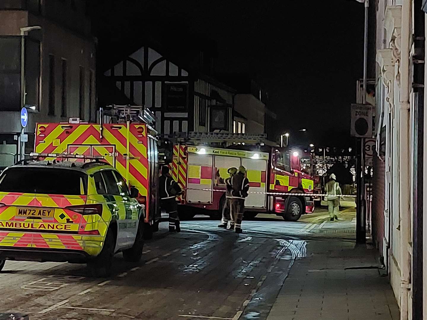 Police, fire engines and ambulances have been spotted in Ashford town centre