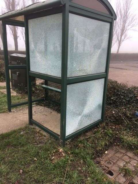 A bus stop in cranbrook has been damaged by catapults. Picture: Cranbrook and Sissinghurst Parish Council (49428324)