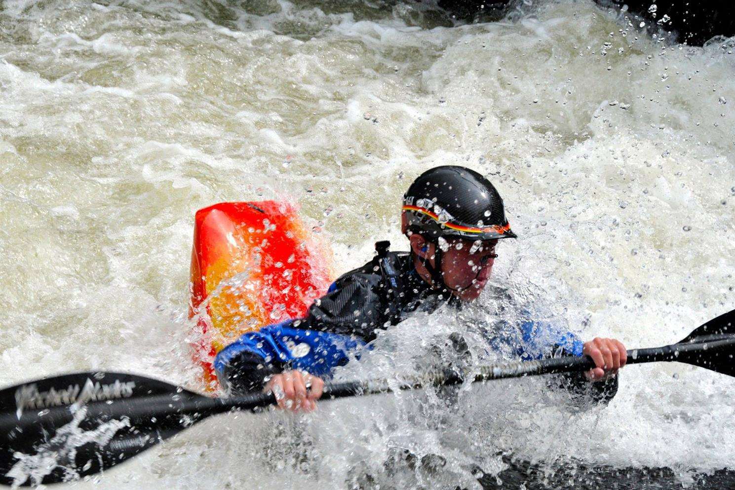 Kayaking champion Sam Wilson in action