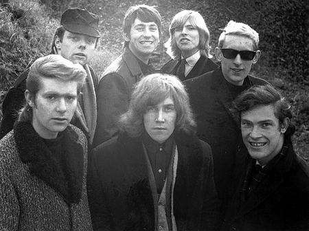 A young David Bowie with the Manish Boys in Mote Park, Maidstone, (back row, second from right)