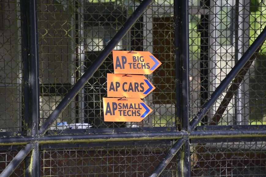 Signs on the set of the Avengers movie at Dover Castle