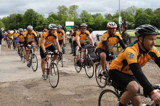 The cyclists rode from Paris to Bury st Edmunds. Picture by Shawn Pearce