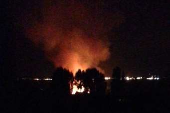 The barn blaze in Elm Lane broke out in the early hours. Picture: Rachel Hallett