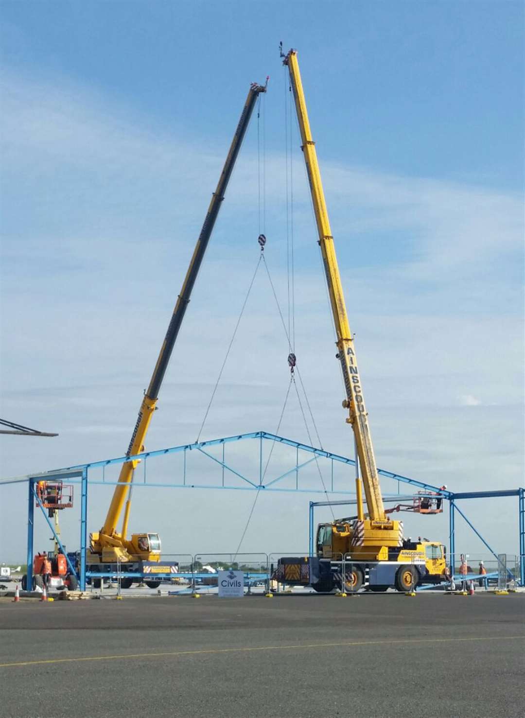 The new hangar being built at Lydd Airport