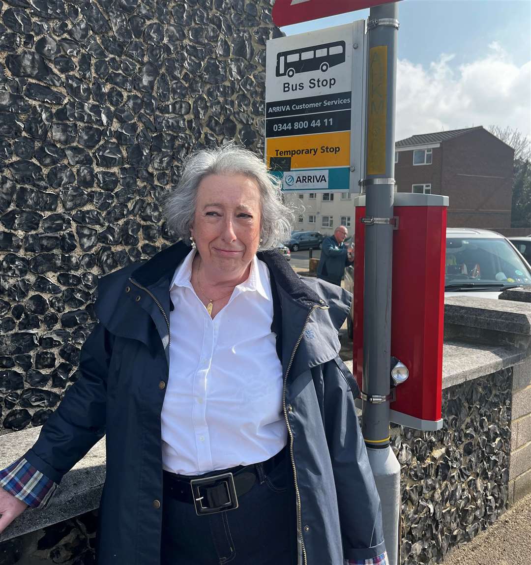 Susy Balmanno is frustrated a vital direct bus route to Darent Valley Hospital was stopped