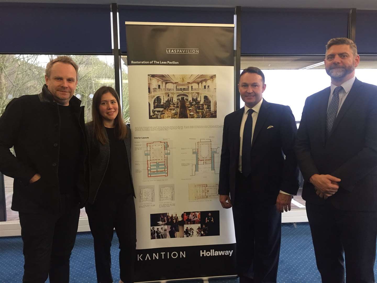 The team behind the news plans: (L-R) architect Guy Hollaway, architect Michelle Earnshaw, Miles MacKinnon from Kantion and Paul Landsberg, planning consultant
