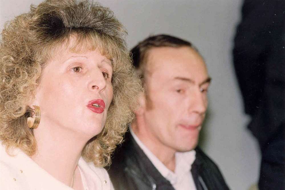 Linda and Cliff Tiltman at a police press conference in 1993