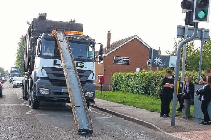 A steel girder fell on a pedestrian crossing outside the Spires Academy in Canterbury