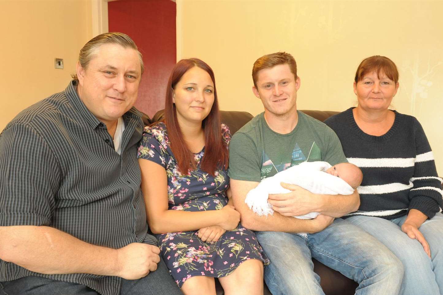 Matt Holkham and Jasmine Sellen with baby Harrison Daniel Holkham (centre), with grandparents Rodney and Tracy Holkham. Picture: Steve Crispe