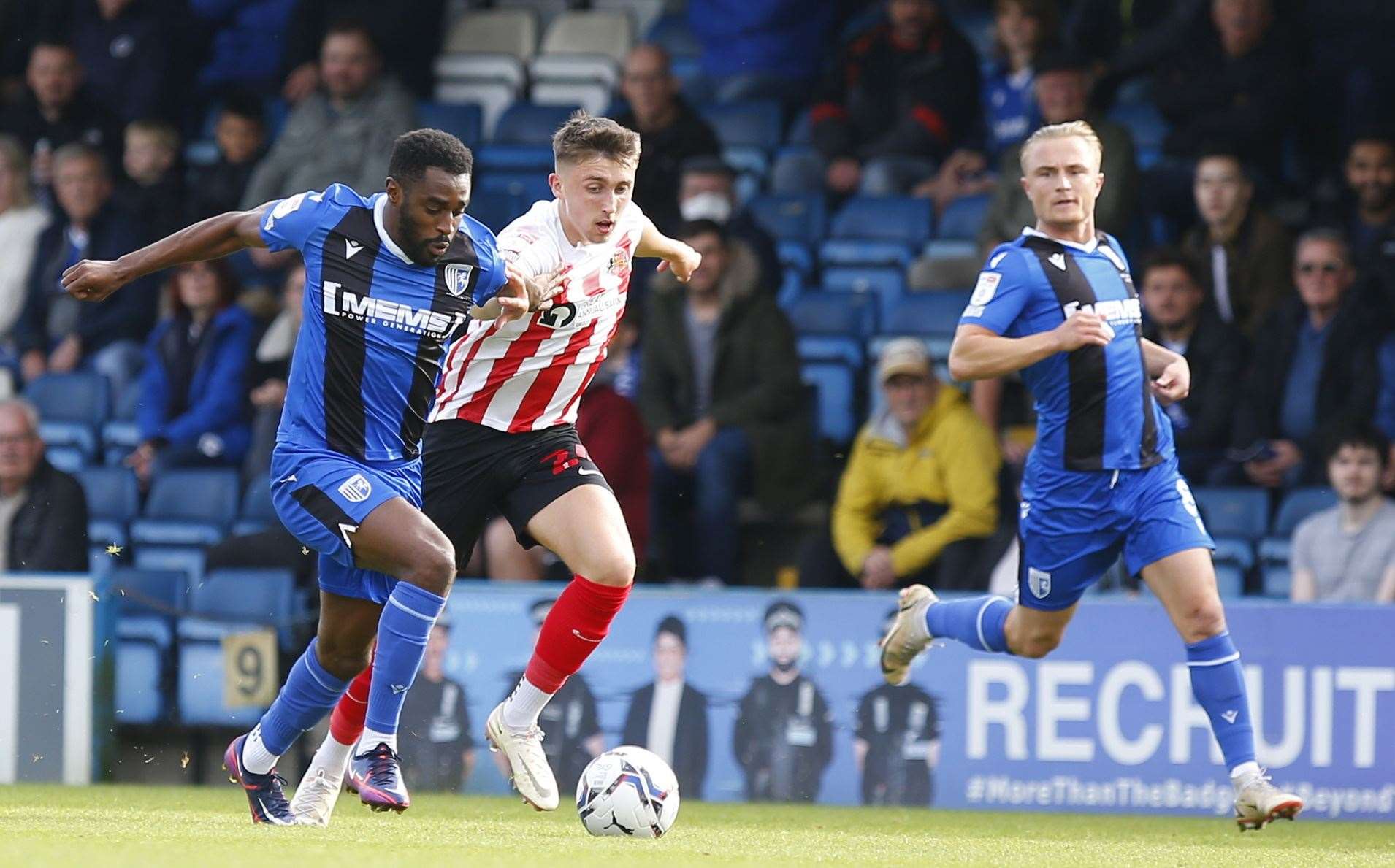 Mustapha Carayol powers forward for the hosts. Picture: Andy Jones