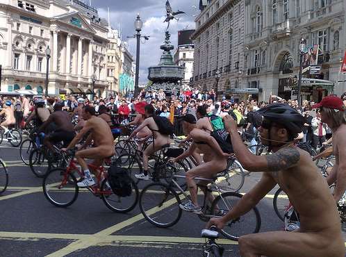 The naked bike ride in London. Picture: Paul-in-London
