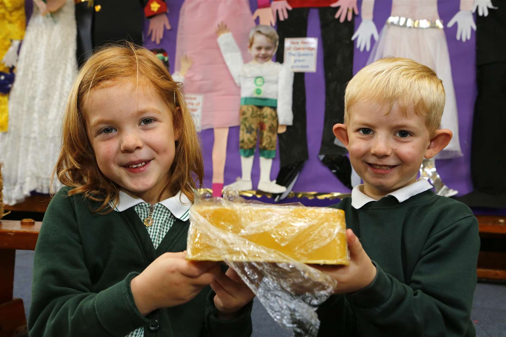 Beekeeper day. From Left: Pictured are Lena & Connor with Beeswax.Riverview Infant School, Cimba Wood, Gravesend DA12 4SDPicture: Andy Jones (2117659)