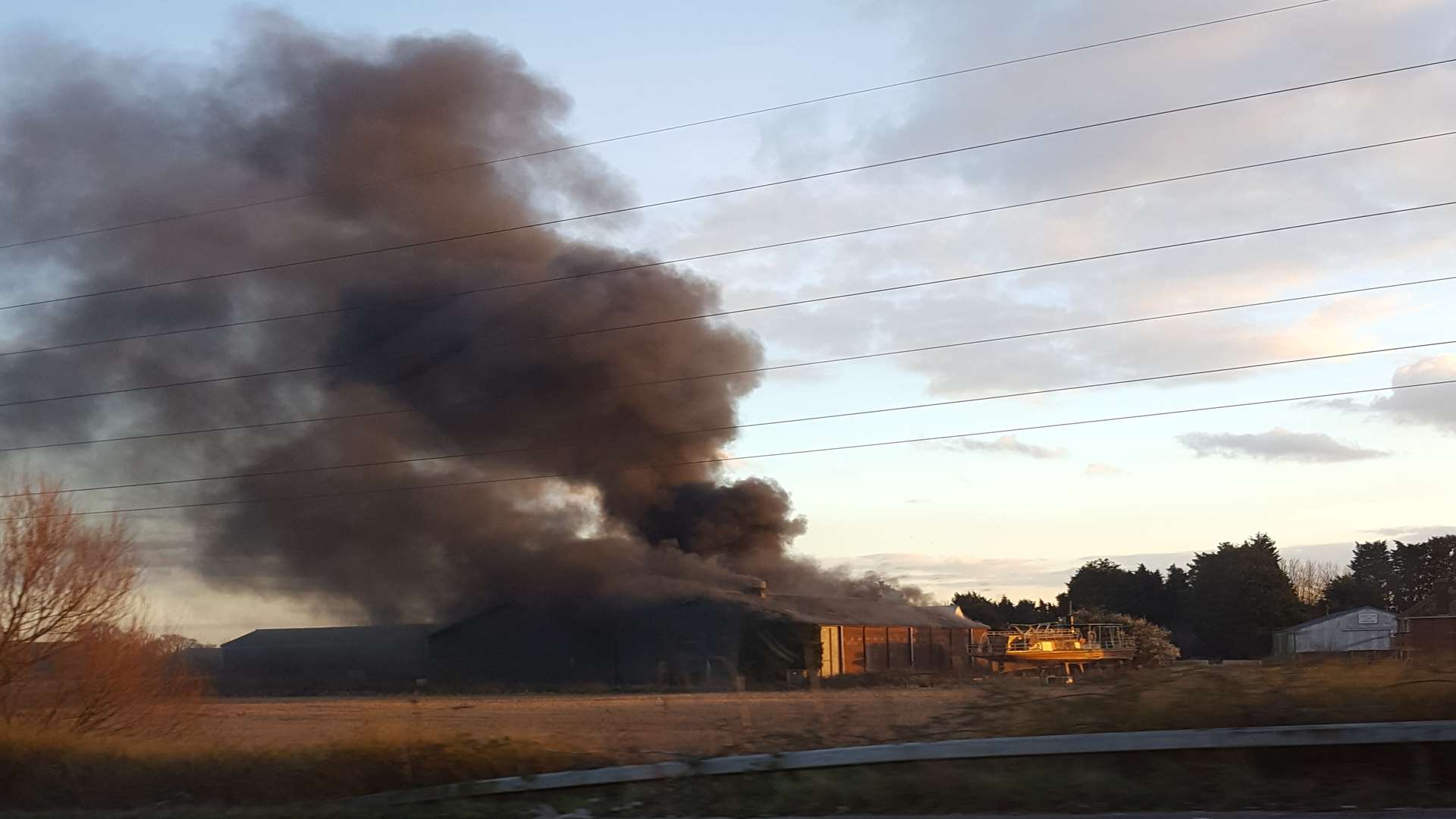 Smoke from the burning barn. Pictures: Matt Ramsden and Poppy Jeffery