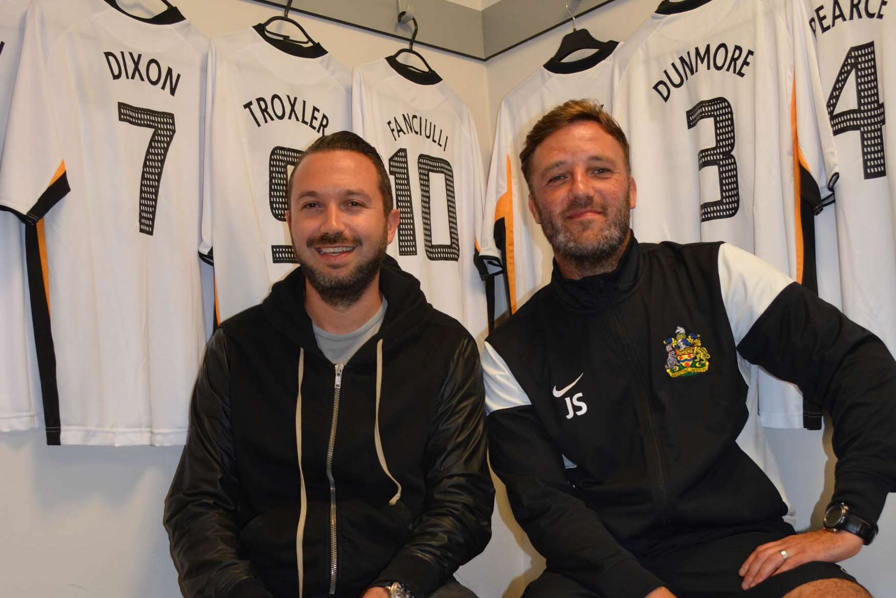 Organiser Nic Fanciulli with the manager of Maidstone United Football Club, Jay Saunders.