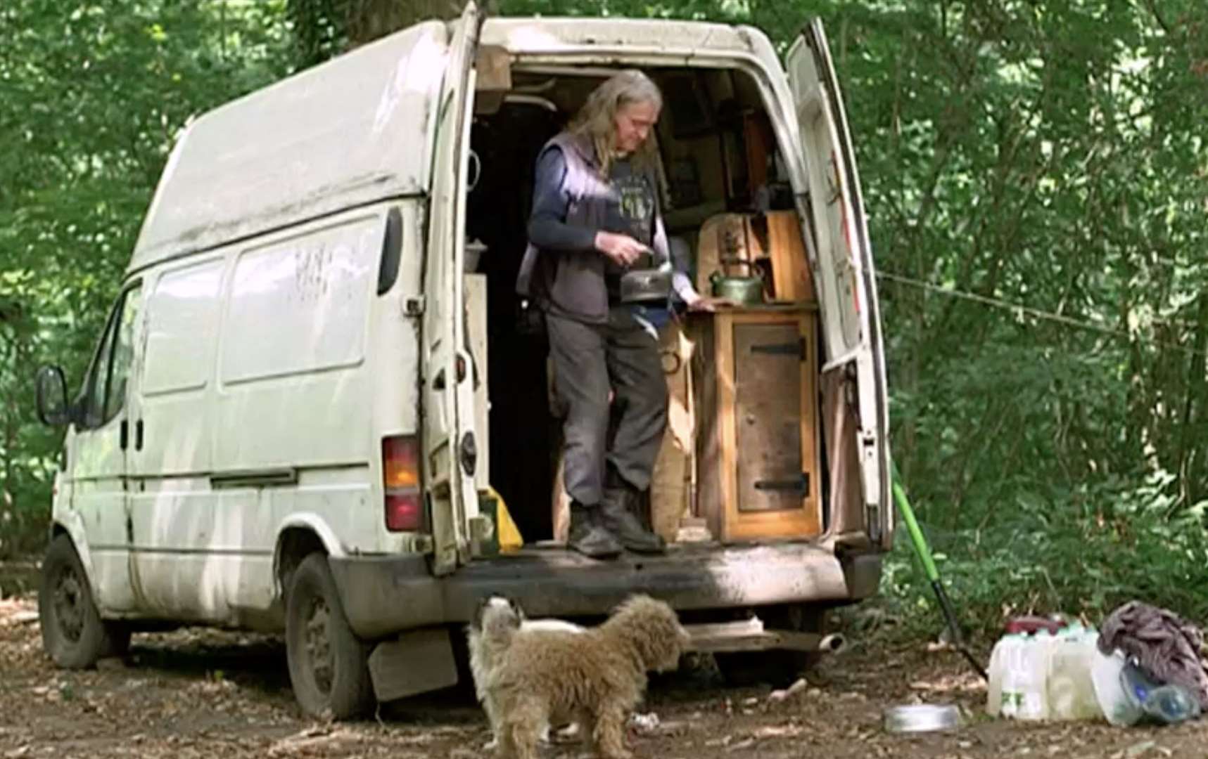 Jim Shilling spoke to the BBC in 2017 about life living in a van in the woods in Painters Forstal, near Faversham. Credit: BBC