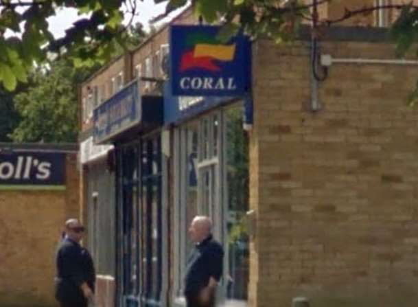 The robbery happened at Coral bookmakers in Lordswood. Picture: Google Street View.