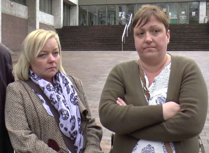 John Birney's daughters, Tracey Mackintosh and Michelle Birney, outside Maidstone Crown Court