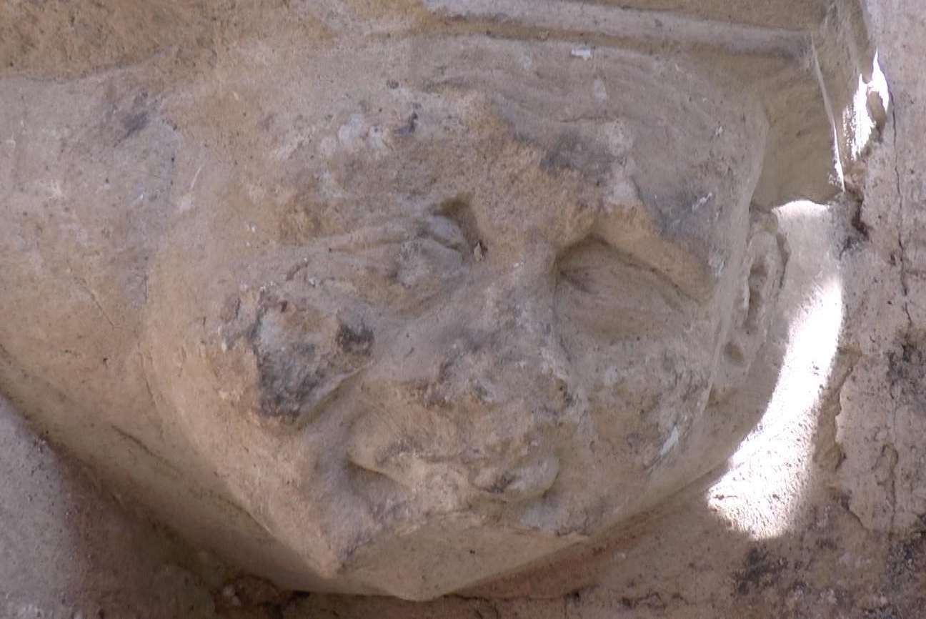 The gargoyle found during the excavation of Rochester Cathedral crypt.