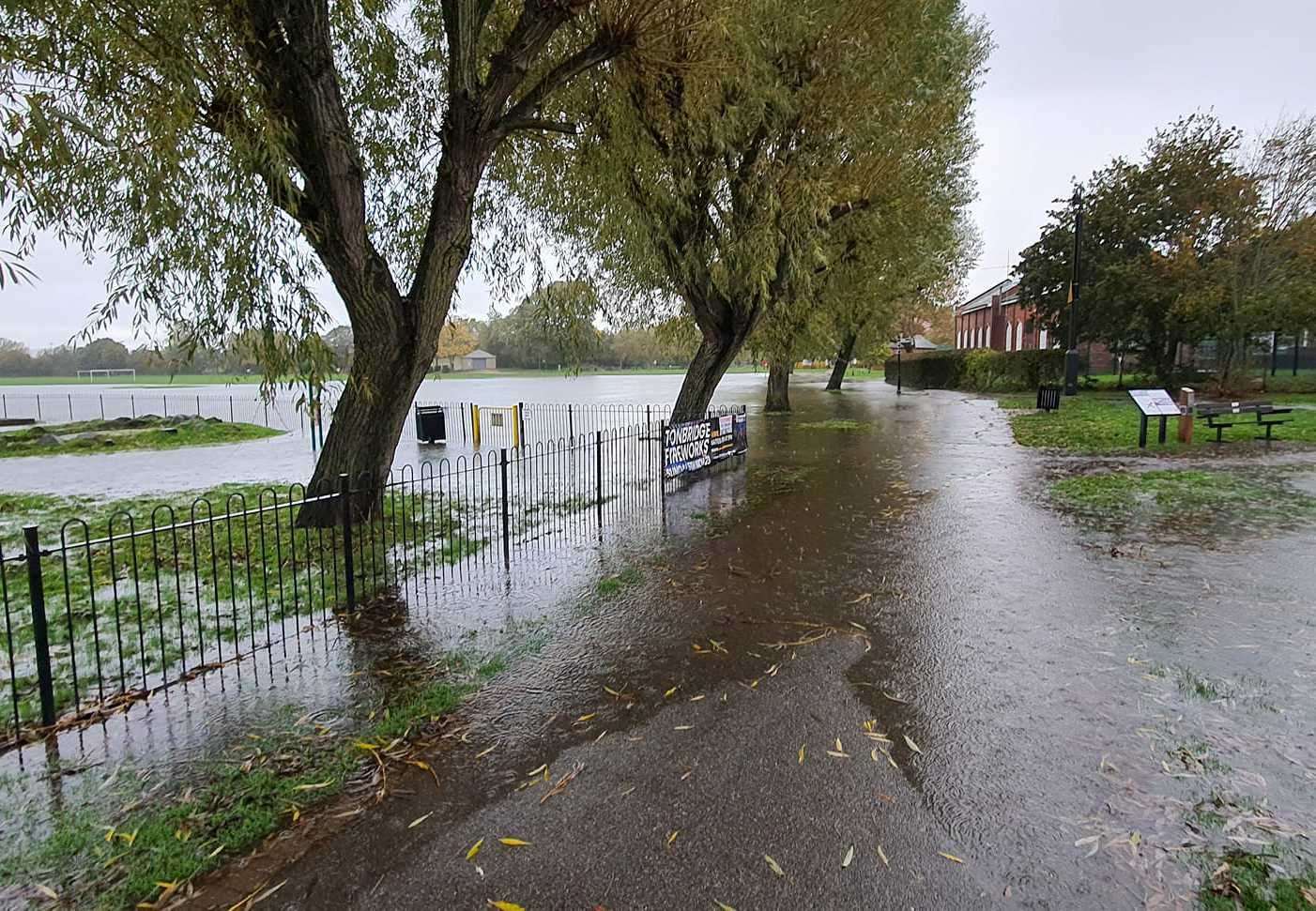 Flooding in Tonbridge Park has led to the postponement of the annual fireworks display organised by Tonbridge Round Table