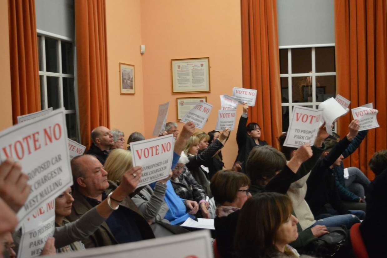 About 100 residents attended Tonbridge and Malling Borough Council's cabinet meeting to protest against parking charges