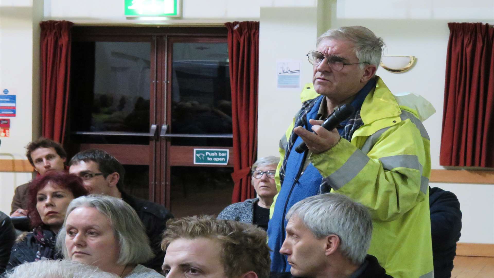 An objector makes his point at the public meeting about planned new houses at Thanington