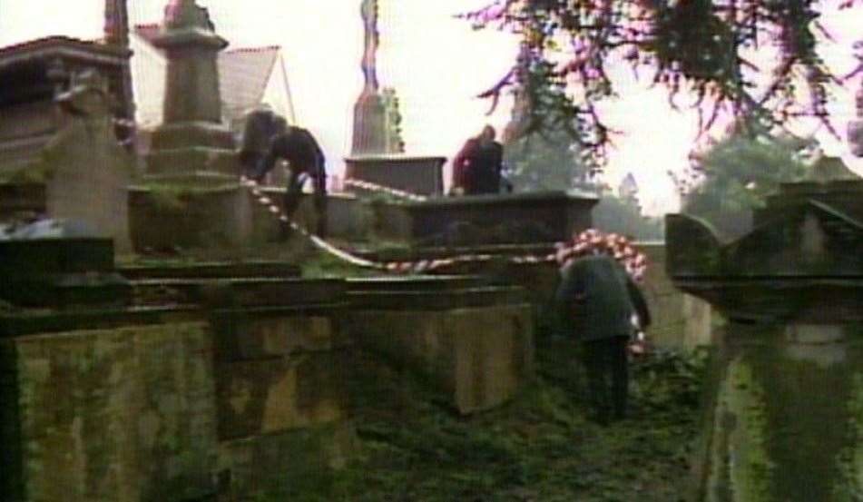 Original 1987 footage of the search of the cemetery behind Caroline Pierce 's home. Picture: Kent Police