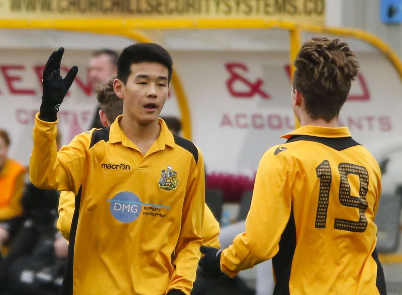 Crystal Palace new boy Bivesh Gurung celebrates scoring for Maidstone Picture: Martin Apps